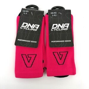 DNA Cycling Performance Socks 2 Pack Pink Crew SM/MD 6-9 Biking Runnin